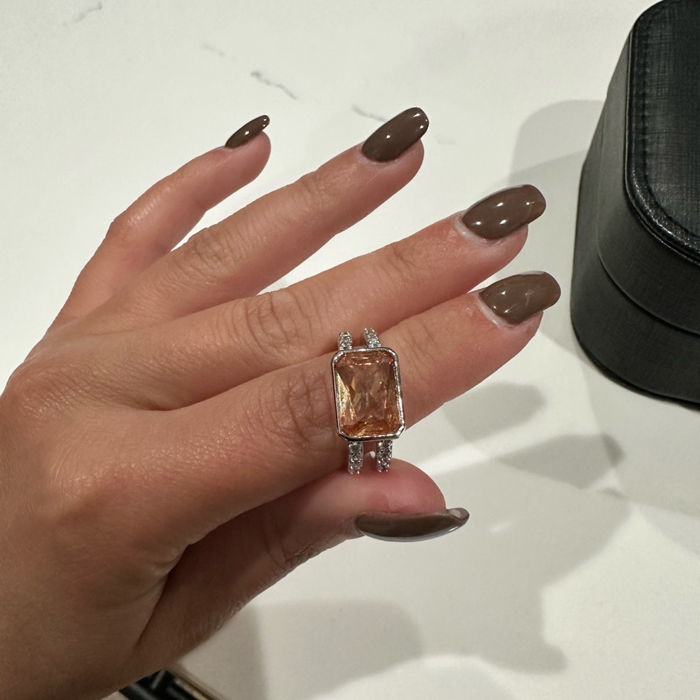 Bomb party Silver Ring with Amber Stone